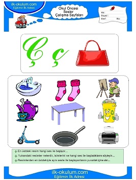 Çocuklar İçin ç Sesi Çalışma Sayfaları 